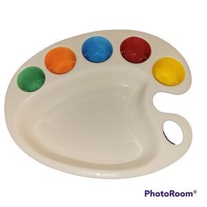 Blanc de blanc Artist panter palette multicolored serving platter